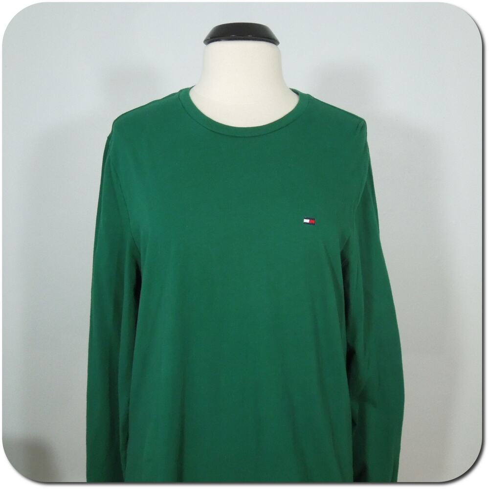 TOMMY HILFIGER Mens Green M MEDIUM Casual Shirt Long Sleeves